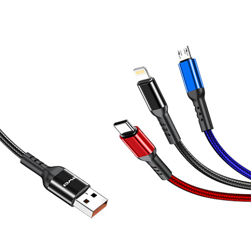 3 Σε 1 USB Καλώδιο Φόρτισης Type-c, Lightning, microUSB - AWEI 3 in 1 Fast Charge Cable 2.4A